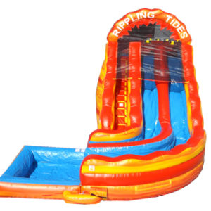 Rippling Tides Dual Lane Slide and Pool Combo Inflatable Bouncy House